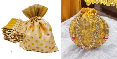 daily deals Beautiful & Elegant Potli for Women, Gold-Yellow Potli(Pack of 2)