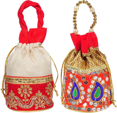 Sunesh Creation Embroidered Potli Bag Gift for Wedding & Other Occasion Potli(Pack of 2)