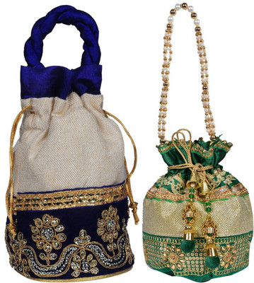 Sunesh Creation Embroidered Potli Bag Gift for Wedding & Other Occasion Potli(Pack of 2)