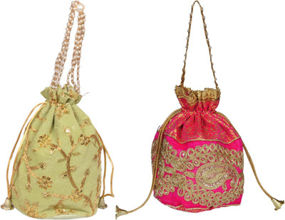 Sunesh Creation Embroidered Potli Bag Gift for Wedding & Other Occasion Potli(Pack of 2)