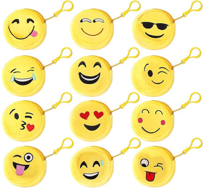 Uniqon Smiley Yellow Coin Pouch Purse Case Wallet Best Birthday Return Gifts Coin Purse(Pack of 12)