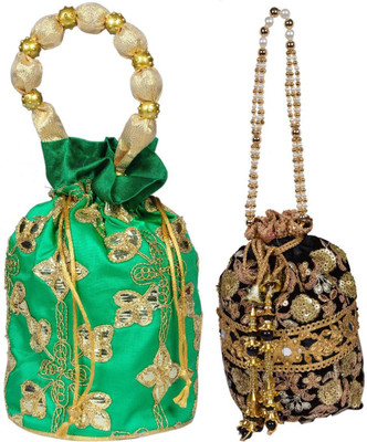 Sunesh Creation Embroidered Potli Bag Gift for Wedding & Other Occasion Potli(Pack of 2)