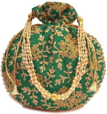 Shakuntla Handicraft Women's Potli Matka Style (Size : 20 X 15) Green Potli