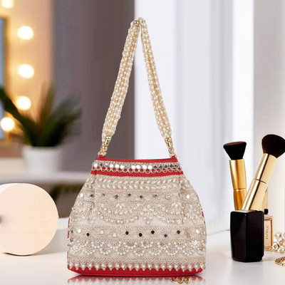 PLANX Classy Fancy Embroidery Traditional Design Wedding Party Potli Bag For Women Potli