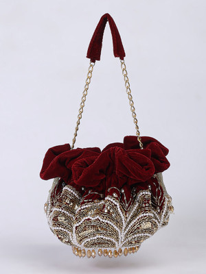 NAHHAR FASHION Traditional Lotus Design Potli Bag for Women | Ethnic Wedding & Party Purse Potli