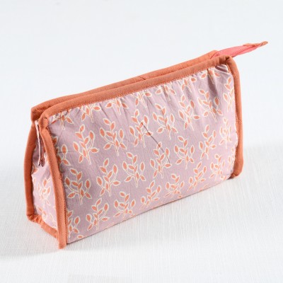 RATAN CART Orange Floral Medicine Pouch Cosmetic Bag