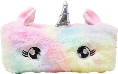 YAAH CREATION UNICORN FURR PENCIL POUCH UNICORN FURR Art Canvas Pencil Box(Set of 1, Multicolor)