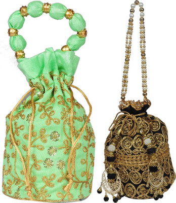 Sunesh Creation Embroidered Potli Bag Gift for Wedding & Other Occasion Potli(Pack of 2)