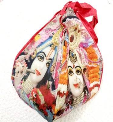 UAS ACHYUTA EXPERT TRADING CO KHADI ZIPPED BEAD BAG PRINTED ONE SIDE SRI RADHA AND ANOTHER SIDE SRI KRISHNA Potli