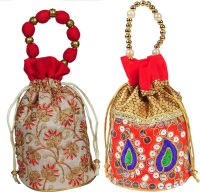 Sunesh Creation Embroidered Potli Bag Gift for Wedding & Other Occasion Potli(Pack of 2)