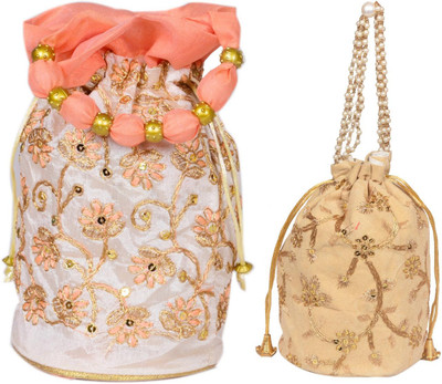Sunesh Creation Embroidered Potli Bag Gift for Wedding & Other Occasion Potli(Pack of 2)