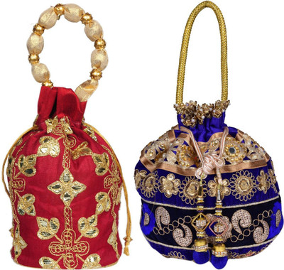 Sunesh Creation Embroidered Potli Bag Gift for Wedding & Other Occasion Potli(Pack of 2)
