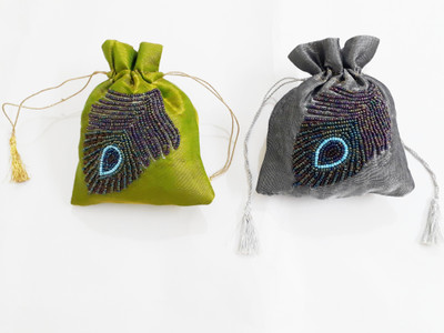 HimalayaHandicraft women designer beaded casual potli pouch Pouch(Pack of 2)