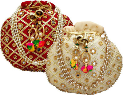 JIVON MATKA COMBO (MAROON,GOLD) NO.4 Potli(Pack of 2)
