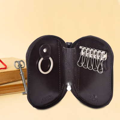 Sassora Genuine Leather Unisex Oval Shape Multi Key Pouch-A663 Pouch
