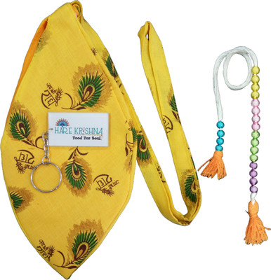 Hare Krishna Food For Soul Cotton Japa Mala Bag-Gomukhi jaap mala bag-108 Tulsi Mala Bag Shoulder Bag(Yellow, 1 L)
