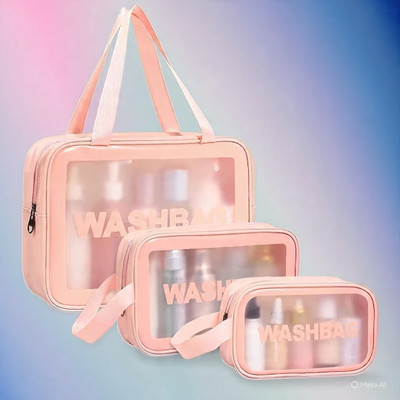 Gleam Soul Portable Lightweight Waterproof Wash Bag Collection with Transparent Front Panel Cosmetic Bag