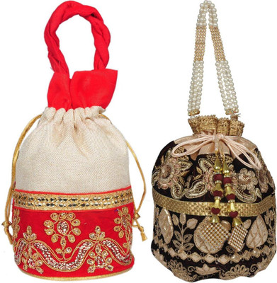 Sunesh Creation Embroidered Potli Bag Gift for Wedding & Other Occasion Potli(Pack of 2)