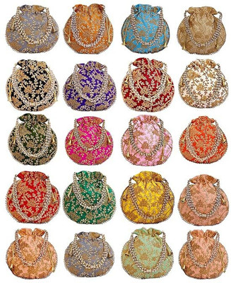 AtheenaAris Beautiful & Elegant Potli for Women, Maroon-Beige Potli(Pack of 20)