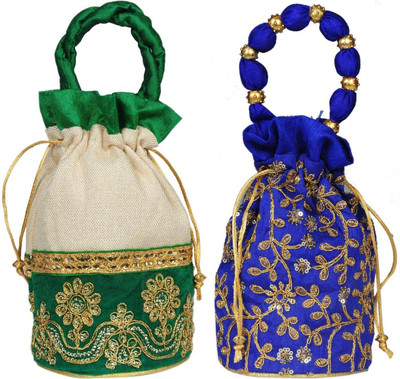 Sunesh Creation Embroidered Potli Bag Gift for Wedding & Other Occasion Potli(Pack of 2)
