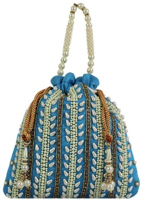 Emm Luxurious Embellished Raw Silk Potli Bag Potli