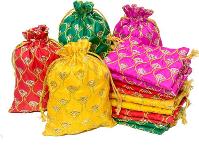 Dulhan Enterprises DLC JHAROKHA Golden Work Potli Bags for return gifts, Women Handbag pouch Potli(Pack of 15)