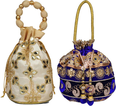 Sunesh Creation Embroidered Potli Bag Gift for Wedding & Other Occasion Potli(Pack of 2)