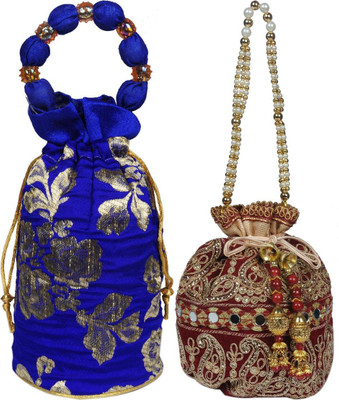 Sunesh Creation Embroidered Potli Bag Gift for Wedding & Other Occasion Potli(Pack of 2)