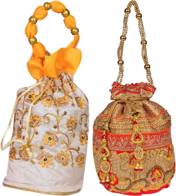 Sunesh Creation Embroidered Potli Bag Gift for Wedding & Other Occasion Potli(Pack of 2)