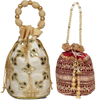Sunesh Creation Embroidered Potli Bag Gift for Wedding & Other Occasion Potli(Pack of 2)