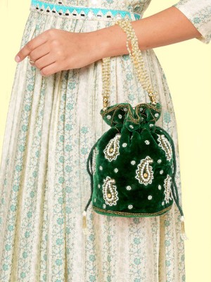 Fashion Overseas Green women potli bag Potli