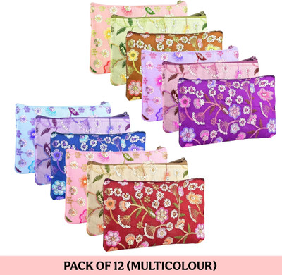 VYORA Embroidery Pouch Potli Bags For Return Gifts Hand Purse Makeup pouch for Gifting Cosmetic Bag(Pack of 12)