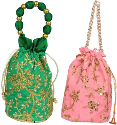 Sunesh Creation Embroidered Potli Bag Gift for Wedding & Other Occasion Potli(Pack of 2)