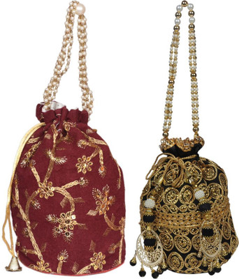 Sunesh Creation Embroidered Potli Bag Gift for Wedding & Other Occasion Potli(Pack of 2)