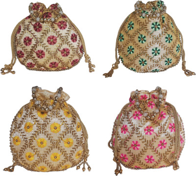 VP Creation Women Gold Potlis (Set of 4 ) Ethnic Style Multicolour Potli(Pack of 4)
