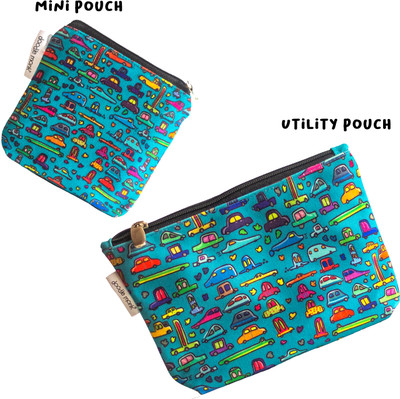 Doodle Monk CARS - Utility & Mini Pouch Combo- Multi Purpose Pouch - Set of 2 Coin Purse(Pack of 2)