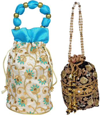 Sunesh Creation Embroidered Potli Bag Gift for Wedding & Other Occasion Potli(Pack of 2)
