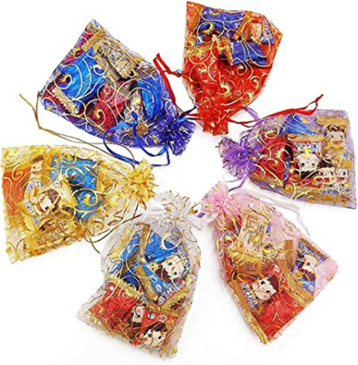 DNY 100 Pcs Potli Bags, Organza Pouches 4x6 inches with Drawstring Small Potli Bag Potli(Pack of 100)