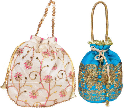 Sunesh Creation Embroidered Potli Bag Gift for Wedding & Other Occasion Potli(Pack of 2)