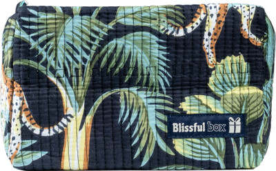 BlissfulBox Quilted Jungle Print Pouch – Multipurpose Travel & Storage Bag Cosmetic Bag