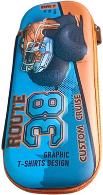One Point Collections Dream Pouch for kids Cartoon Art Artificial Leather Pencil Box(Set of 1, Blue)