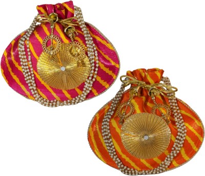 myDsGifts Women's Stylish Potli Bags Rajasthani Traditional Potli Bag Combo of 2 Potli(Pack of 2)