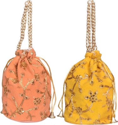 Sunesh Creation Embroidered Potli Bag Gift for Wedding & Other Occasion Potli(Pack of 2)