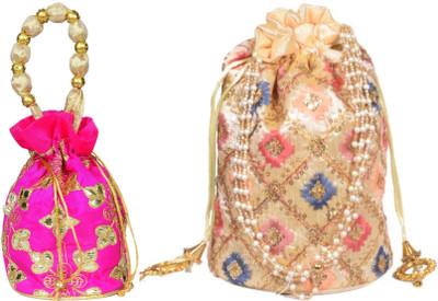 Sunesh Creation Embroidered Potli Bag Gift for Wedding & Other Occasion Potli(Pack of 2)