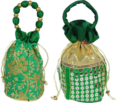 Sunesh Creation Embroidered Potli Bag Gift for Wedding & Other Occasion Potli(Pack of 2)