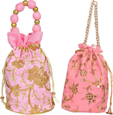 Sunesh Creation Embroidered Potli Bag Gift for Wedding & Other Occasion Potli(Pack of 2)