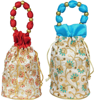 Sunesh Creation Embroidered Potli Bag Gift for Wedding & Other Occasion Potli(Pack of 2)