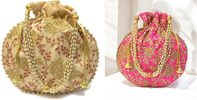 NS enterprises Beige::Pink Potli(Pack of 2)