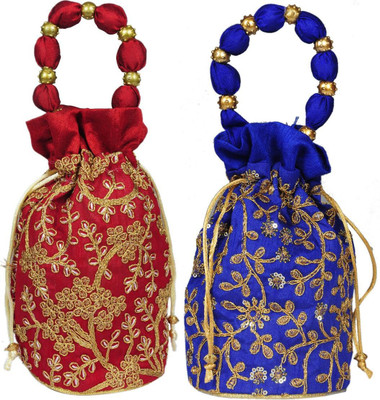 Sunesh Creation Embroidered Potli Bag Gift for Wedding & Other Occasion Potli(Pack of 2)