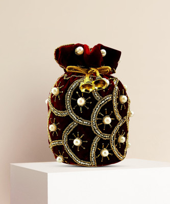 lookingfab Potli Moti-11 (Maroon) Potli